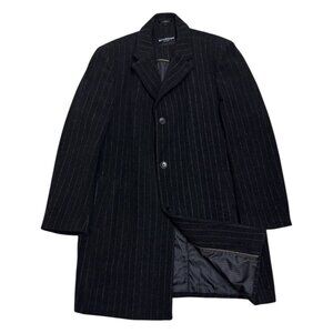 BELLISSIMO Wool Cashmere Luxury Designer Winter Business Long Pea Coat  Mens XL